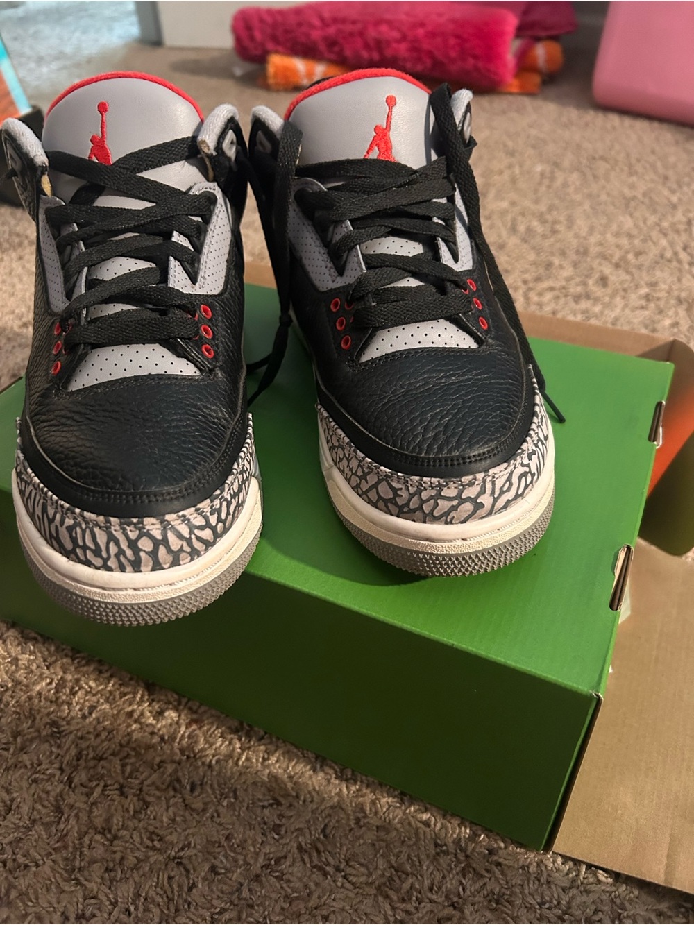 Jordan Black/Gray/Red Elephant Print Low-Top Retro Sneakers